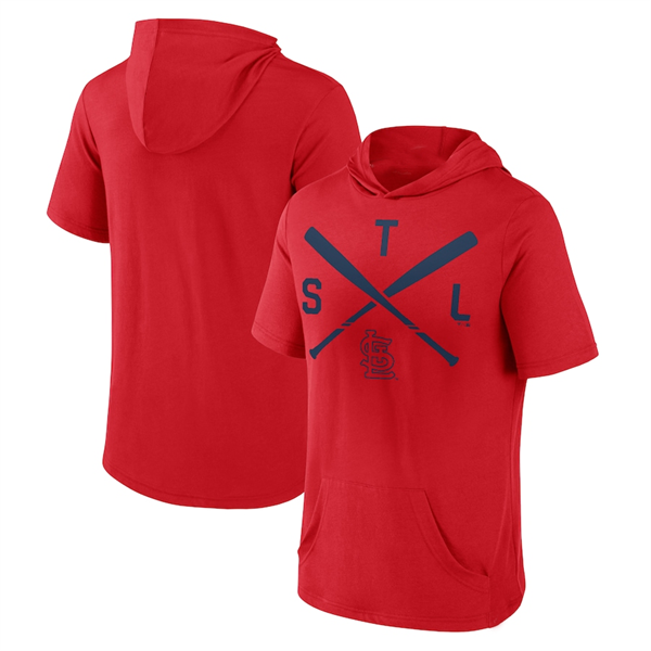 Men's St. Louis Cardinals Red Short Sleeve Pullover Hoodie